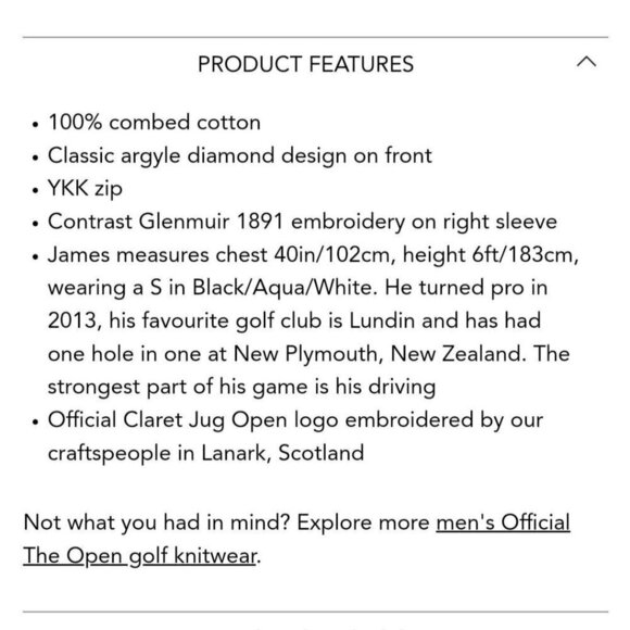 Glenmuir The Open Quarter Zip Argyle Cotton Golf Sweater Black & Purple Size XL - Picture 9 of 9